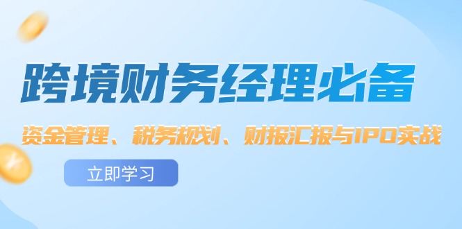 （12323期）跨境 财务经理必备：资金管理、税务规划、财报汇报与IPO实战-轻创网