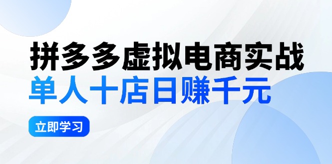 （12326期）拼夕夕虚拟电商实战：单人10店日赚千元，深耕老项目，稳定盈利不求风口-轻创网