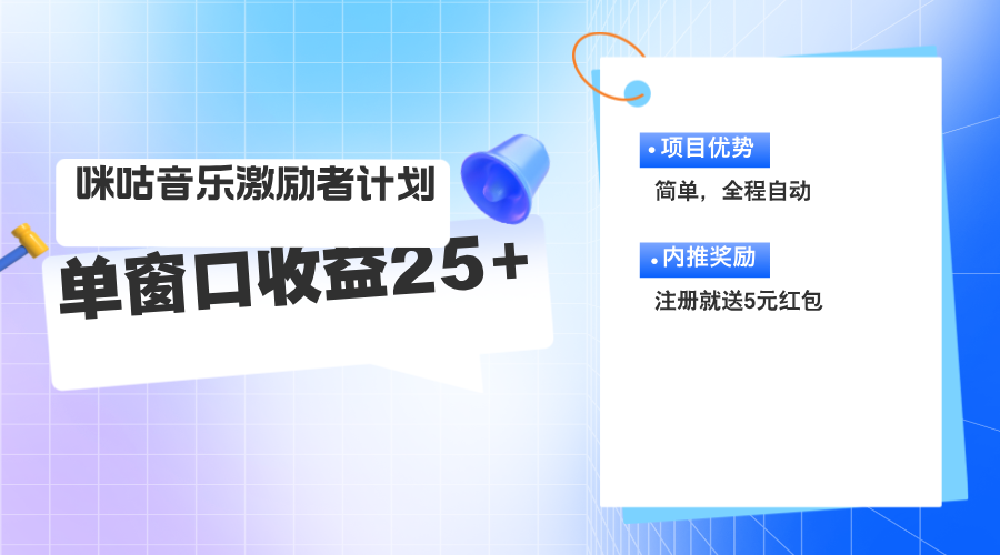 （11942期）咪咕激励者计划，单窗口收益20~25，可矩阵操作-轻创网