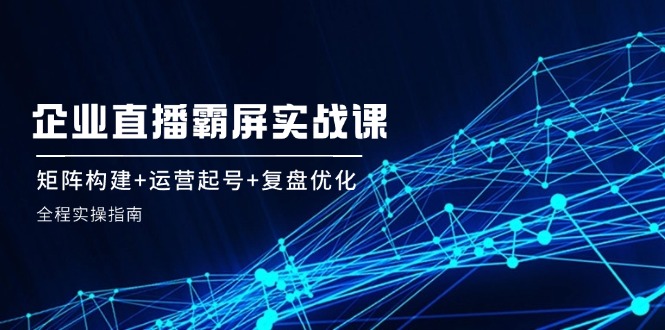 （12338期）企 业 直 播 霸 屏实战课：矩阵构建+运营起号+复盘优化，全程实操指南-轻创网